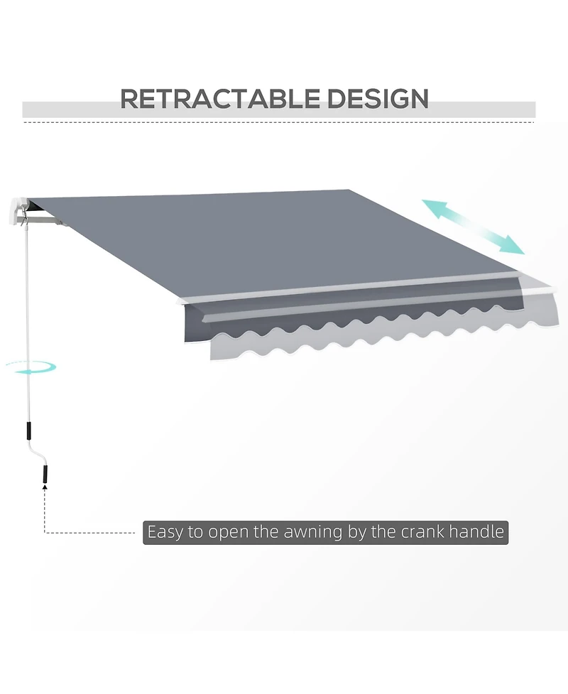 Outsunny 10' x 8' Manual Retractable Awning Sun Shade Shelter, Dark