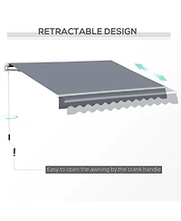 Outsunny 10' x 8' Manual Retractable Awning Sun Shade Shelter, Dark