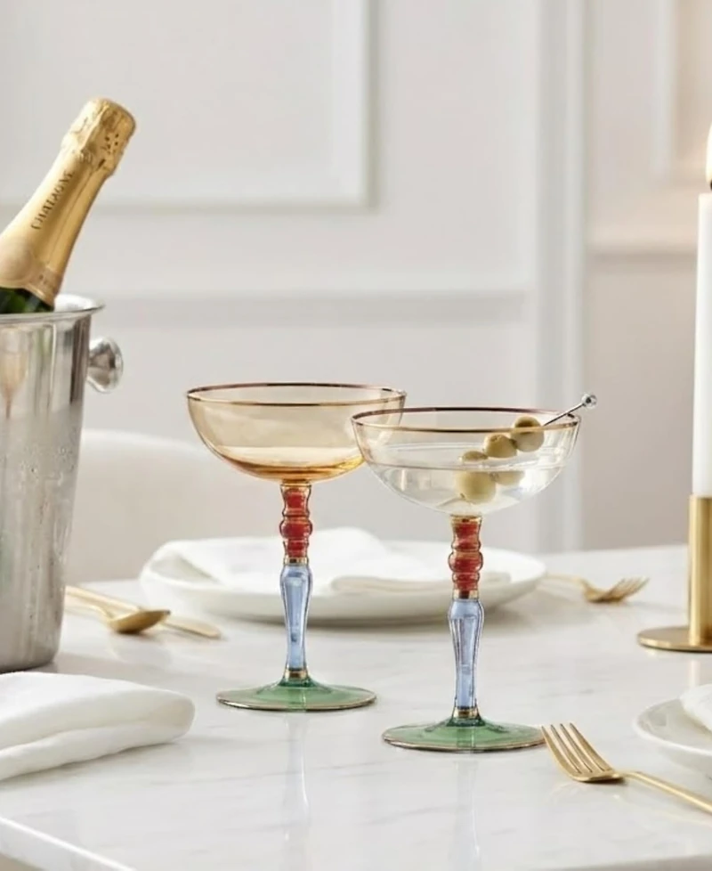 The Wine Savant Renaissance Amber Coupe Glasses, Set of 2