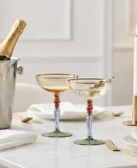 The Wine Savant Renaissance Amber Coupe Glasses, Set of 2