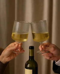 The Wine Savant Ribbed Goblet Glasses, Set of 2