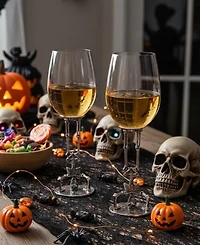 The Wine Savant Upside Down Skeleton Wine Glasses, Set of 2