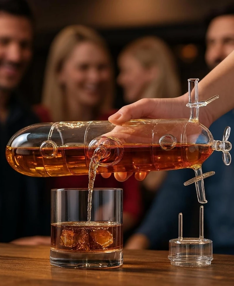 The Wine Savant Submarine 2-Pc. Whiskey Decanter Set