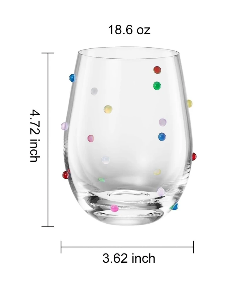 The Wine Savant Confetti Polka Dot Stemless Wine Glasses, Set of 2