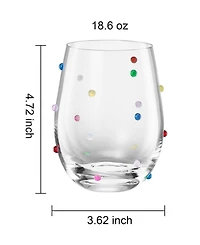 The Wine Savant Confetti Polka Dot Stemless Wine Glasses, Set of 2
