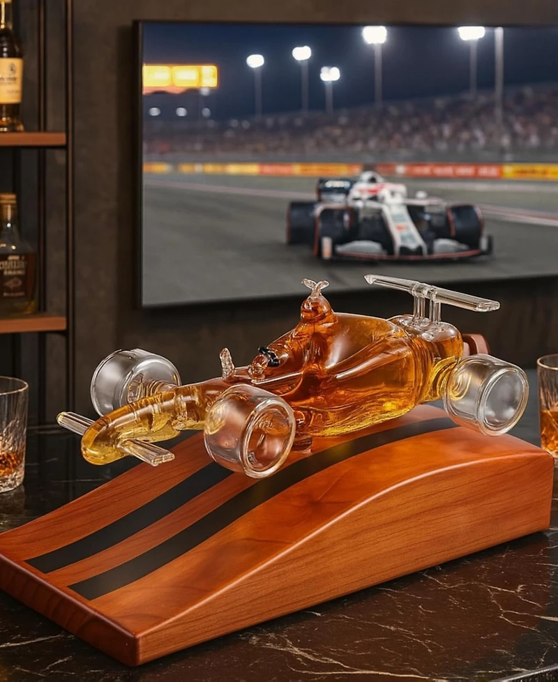 The Wine Savant Race Car Glass 18 oz. Whiskey Decanter