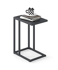 Gymax C Shaped End Table w/ Metal Frame Sofa Table for Small Space Indoor Outdoor