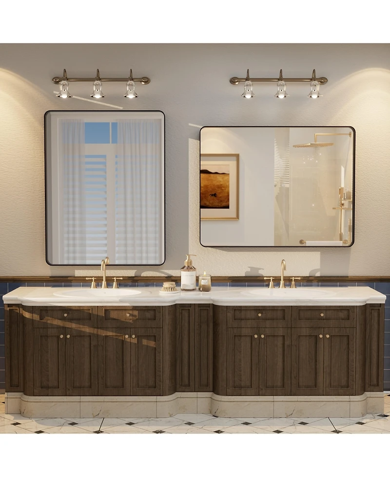 Apmir 28" x 36" High-Strength Tempered Glass and Aluminum Alloy Framed Wall Decor Bathroom Vanity Mirror