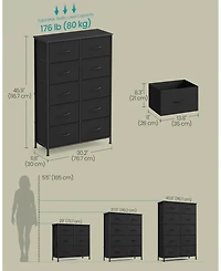 Slickblue Dresser for Bedroom, 10-Drawer Storage Organizer, Steel Frame