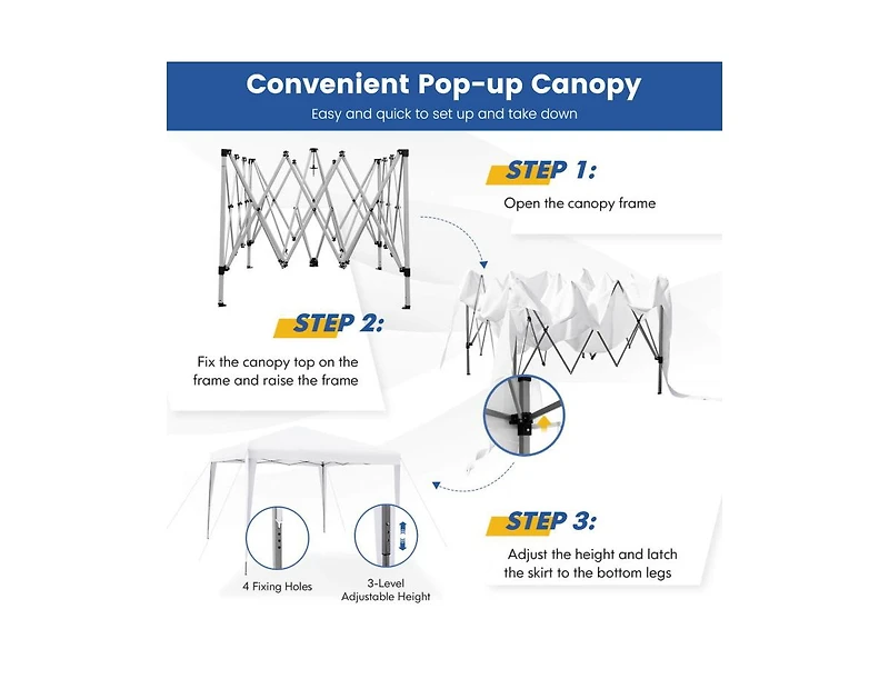 Boyel Living 10 x 10 Feet Outdoor Pop-up Patio Canopy for Beach and Camp