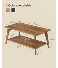 Slickblue 2 Tier Coffee Table with Storage Rounded Edge Living Room Table