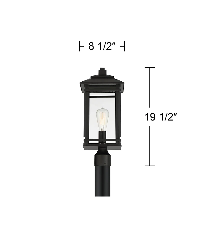 John Timberland Mission Outdoor Post Light Fixture Metal 19.5 inch Clear Glass for Exterior House Porch Patio Deck Home