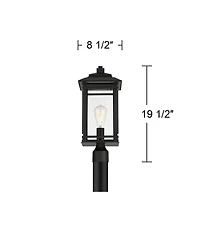 John Timberland Mission Outdoor Post Light Fixture Metal 19.5 inch Clear Glass for Exterior House Porch Patio Deck Home
