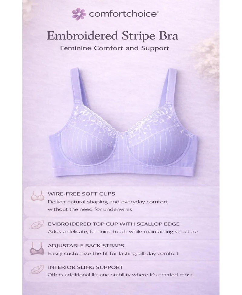 Comfort Choice Women's Pinstripe Wireless Bra