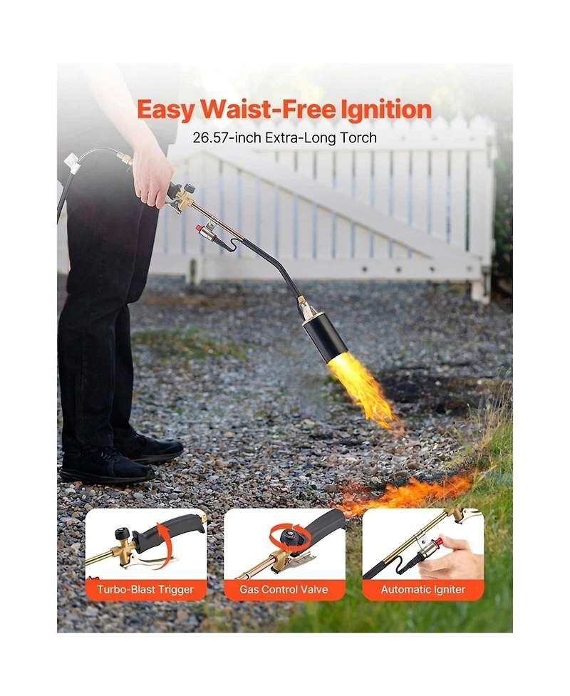 Sugift Propane Torch Weed Burner High Output 1 800 000 Btu with 10 ft Hose