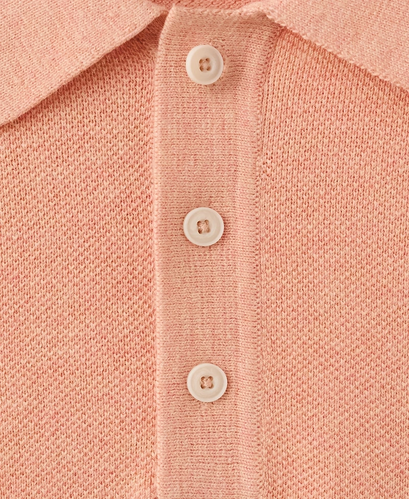 Mango Men's Microstructure Fine-Knit Polo Shirt