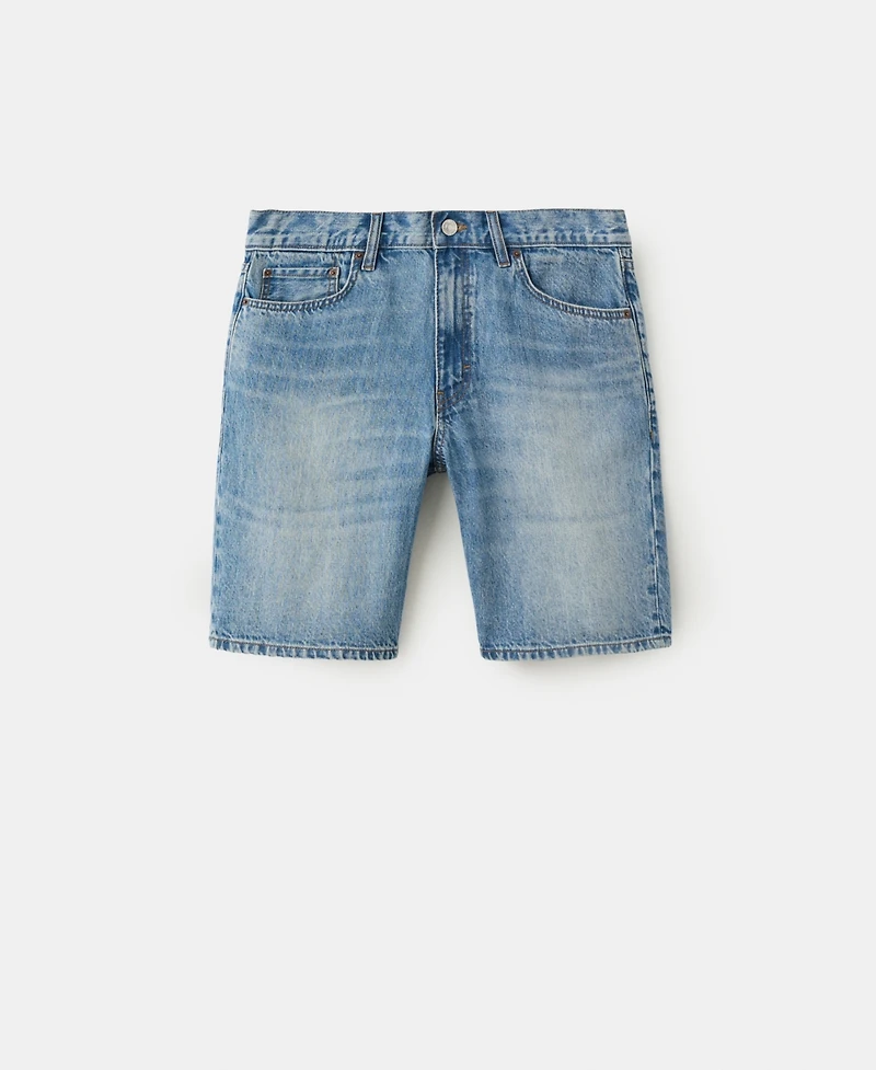 Mango Men's Straight-Fit Denim 8.86" Bermuda Shorts