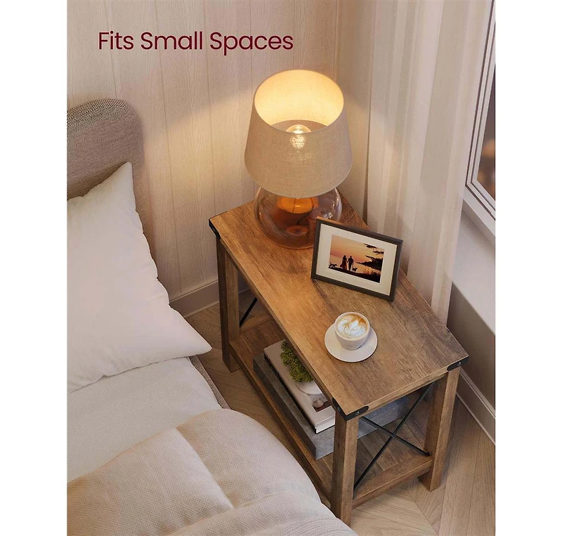 Slickblue Side Table with Bottom Shelf Storage for Living Room Bedroom