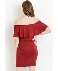 Hello Miz Maternity Off-The-Shoulder Ruffle Bodycon Dress