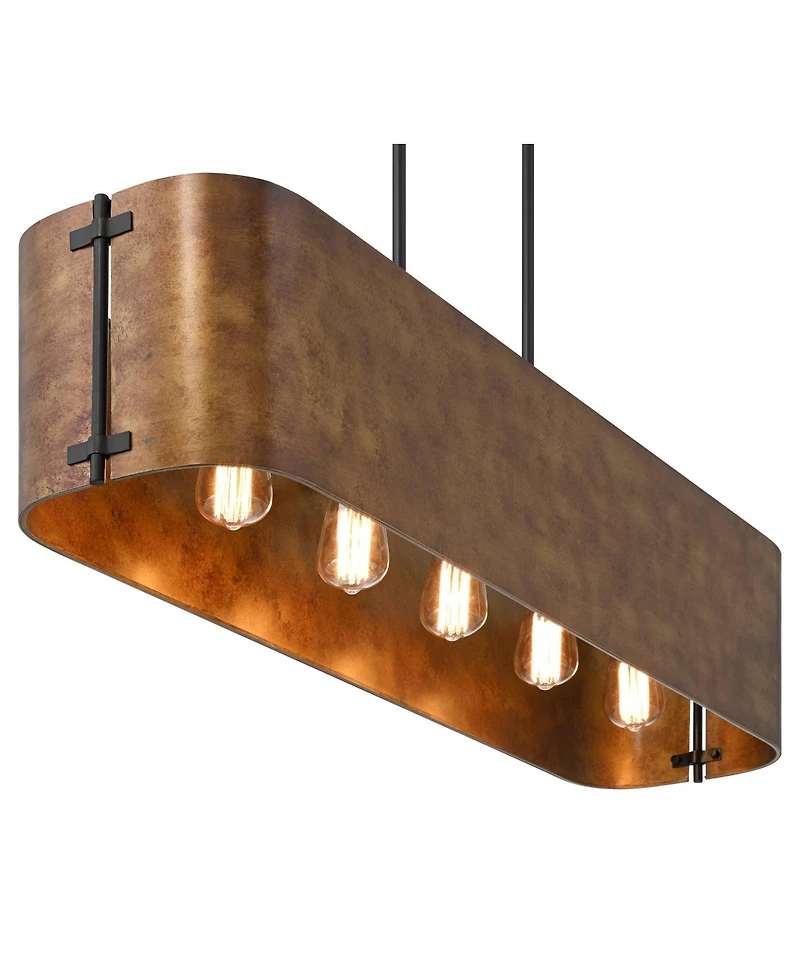 Possini Euro Design Julian 41 1/2" Farmhouse Rustic Pendant Chandelier Ceiling Light Fixture Dining Room Over Table Kitchen Island Linear Bronze