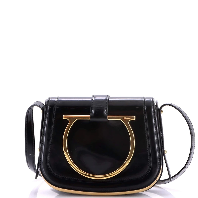 Pre-Owned Salvatore Ferragamo Small Sabine Shoulder Bag Patent