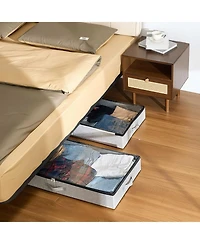 Sugift Under Bed Storage with Clear Lids 33.5 x 16.9 x 4.7 Inch