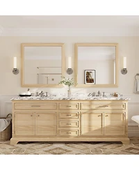 Apmir 36" x 36" Inch Thick Metal Framed Wall Mirrors for Bedroom, Rectangle Wall-Mounted Mirrors