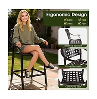 Boyel Living Set of 2 Outdoor Bar Stool 25.5 Inch Counter Height Cast Aluminum Bar Chairs-Copper