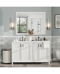 Apmir 48" x 36" Inch Thick Metal Framed Wall Mirrors for Bedroom