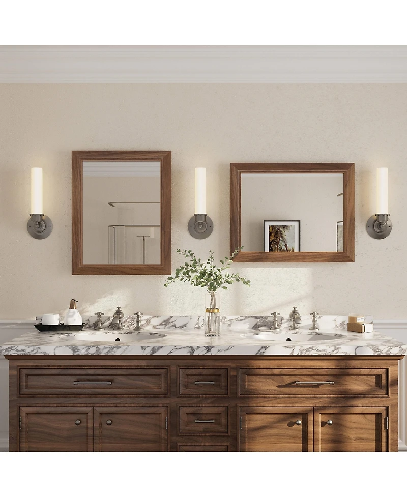 Apmir 16" x 20"-Inch-Thick Metal Framed Wall Mirrors for Bedroom, Rectangle Wall-Mounted Mirrors