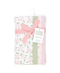 Hudson Baby Girl Cotton Poly Flannel Burp Cloths -Pack, Sweet Little Floral