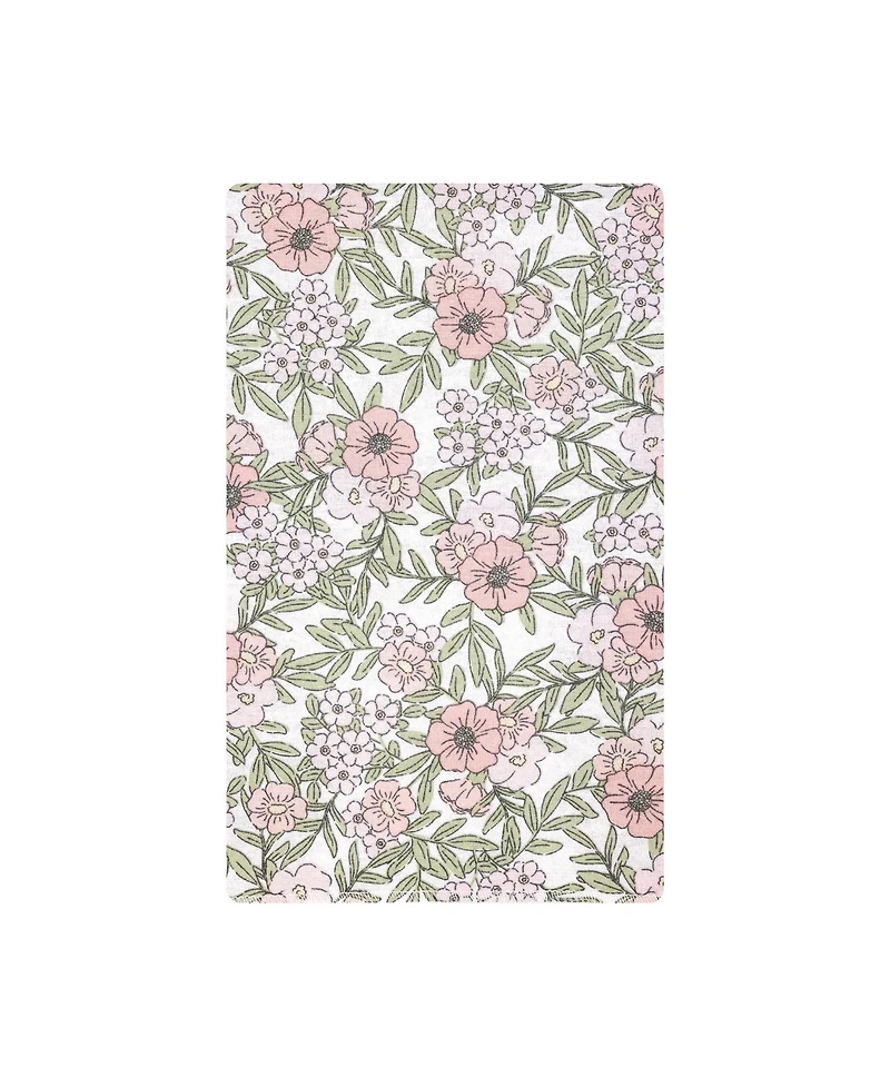 Hudson Baby Girl Cotton Poly Flannel Burp Cloths Bundle 12-Pack, Soft Pink Floral, One Size