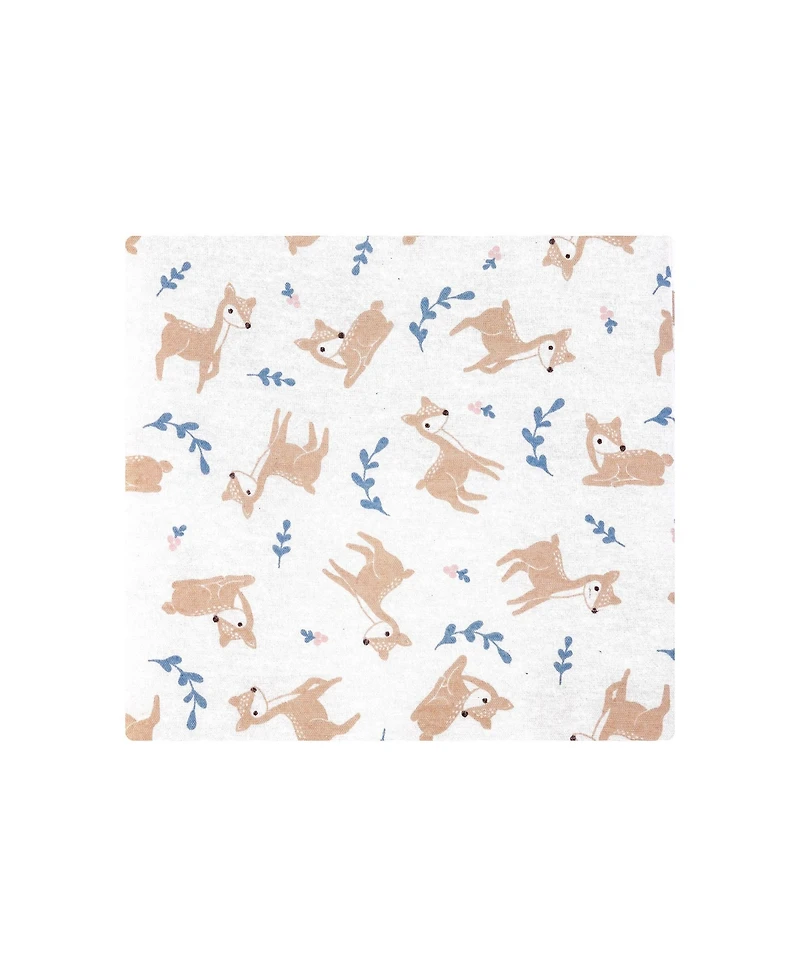 Hudson Baby Girl Cotton Poly Flannel Receiving Blankets 4-Pack, Loves Me Deerly, One Size