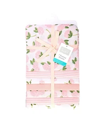 Hudson Baby Girl Cotton Poly Flannel Receiving Blankets Bundle, Pink Peony, One Size