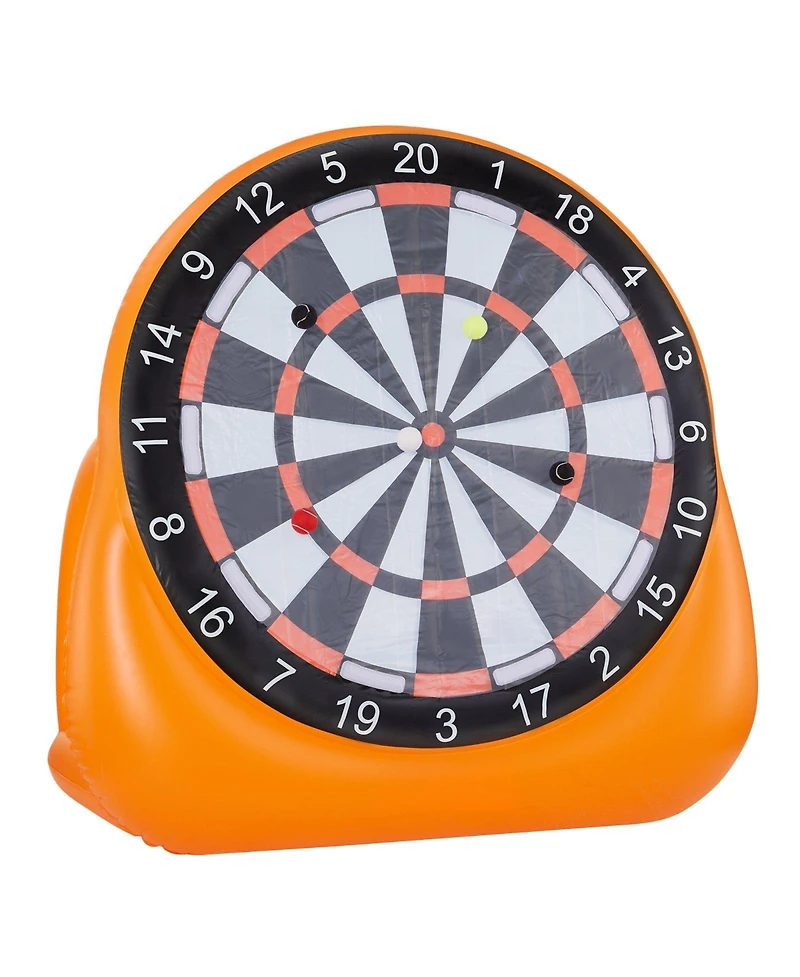 Mecale Inflatable Soccer Dart Board, 6+ Ft Giant Kick Darts Game, Includes 4 Kick Balls, 12 Tennis Balls & Air Pump, Fast Setup
