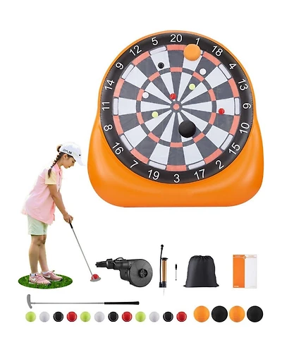 Mecale Inflatable Soccer Dart Board, 6+ Ft Giant Kick Darts Game, Includes 4 Kick Balls, 12 Tennis Balls & Air Pump, Fast Setup