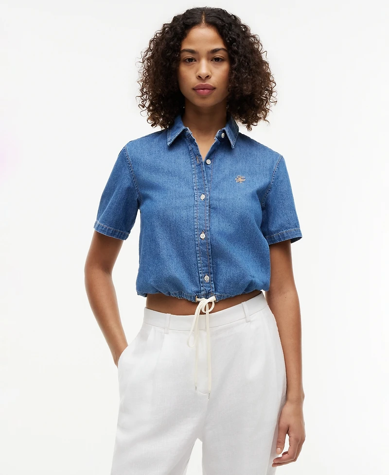 Tommy Hilfiger Women's Cotton-Blend Short-Sleeve Shirt