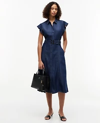 Tommy Hilfiger Women's Collar Short-Sleeve Midi Dress