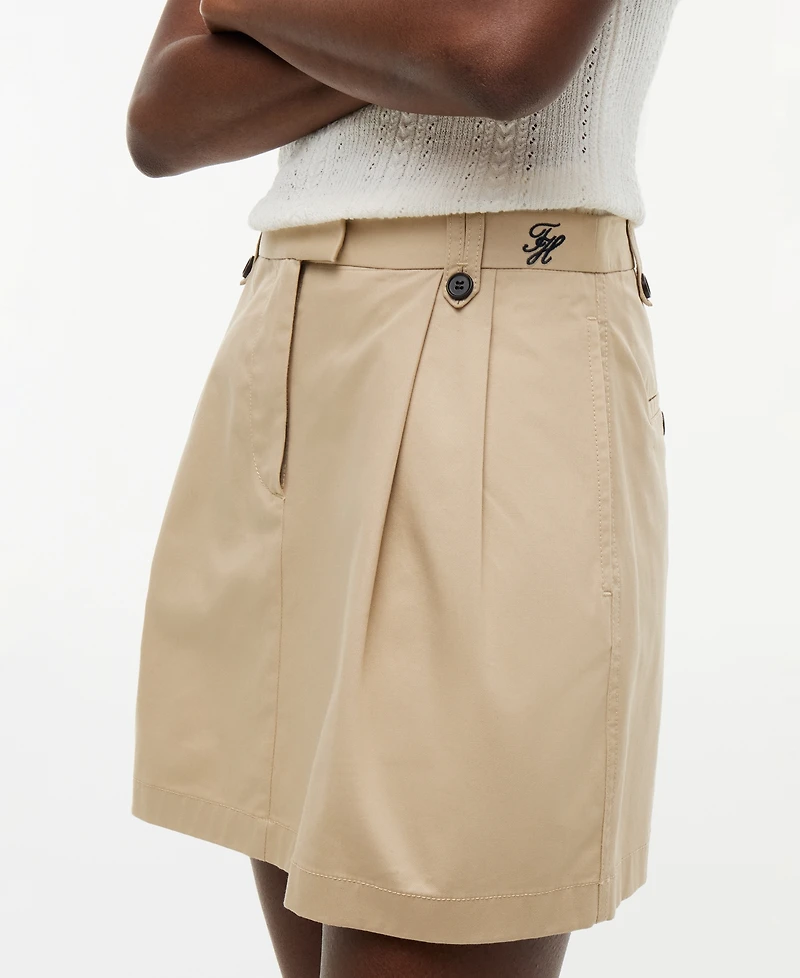 Tommy Hilfiger Women's Cotton Chino Pleated Mini Skirt