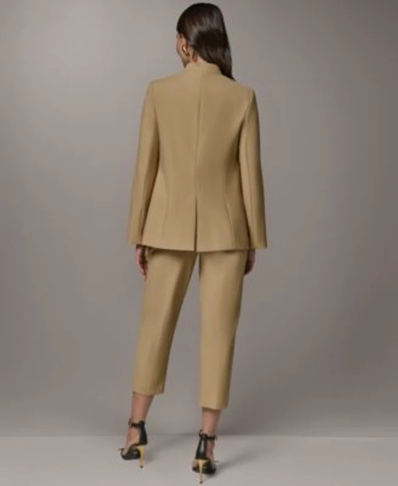 Donna Karan New York Petite Collarless Buttoned Cuff Jacket Mid Rise Ankle Pants