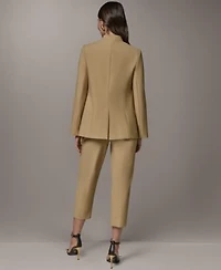 Donna Karan New York Petite Collarless Buttoned Cuff Jacket Mid Rise Ankle Pants