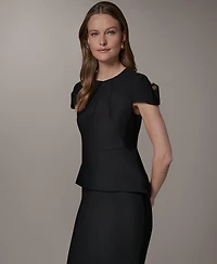 Donna Karan New York Petite Structured Peplum Crewneck Top