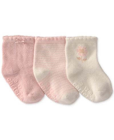 Carter's Baby Girls' Floral Socks, 3-Pack