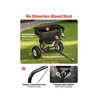 Sugift Tow Behind Broadcast Spreader 130LBS Capacity Tow/Push Garden Spreader with 13 inches Tires