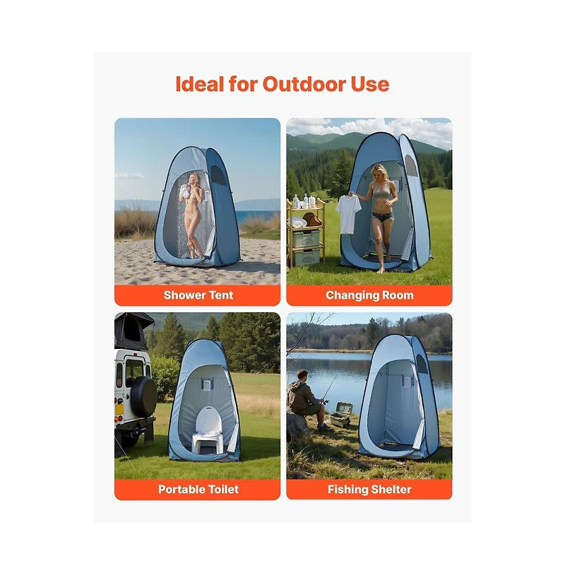 Sugift Pop up Shower Tent Instant Portable Privacy Tent Changing Room with Ground Stakes