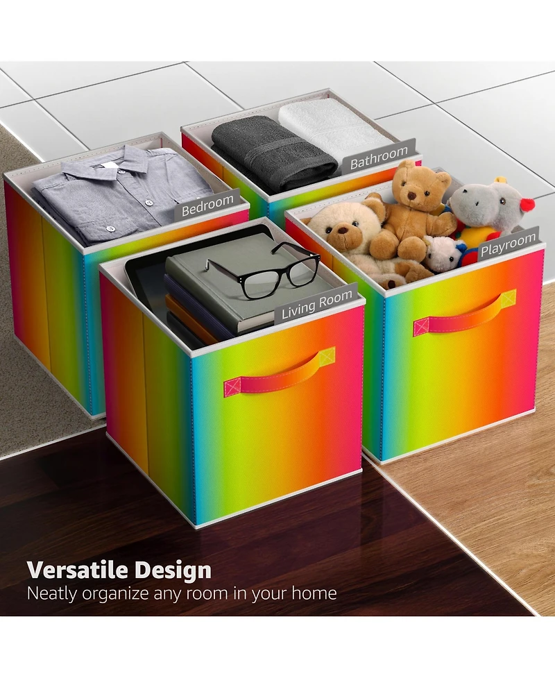 Sorbus 6 Pack 11 Inch Foldable Storage Cubes with Handle- for Organizing Home, Shelves, Nursery, Playroom