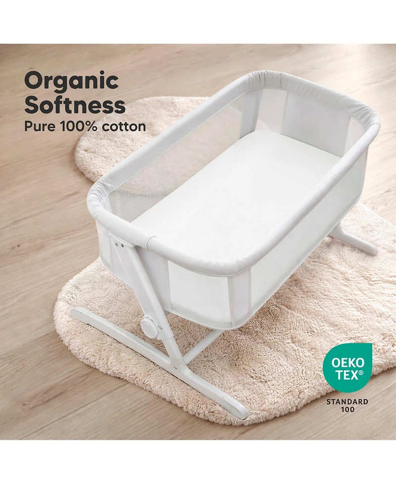 KeaBabies Organic Bassinet Sheet for Boys, Girls, 2-Pack Soothe Bassinet Sheets for Baby Delight Dreamer Bedside Sleeper