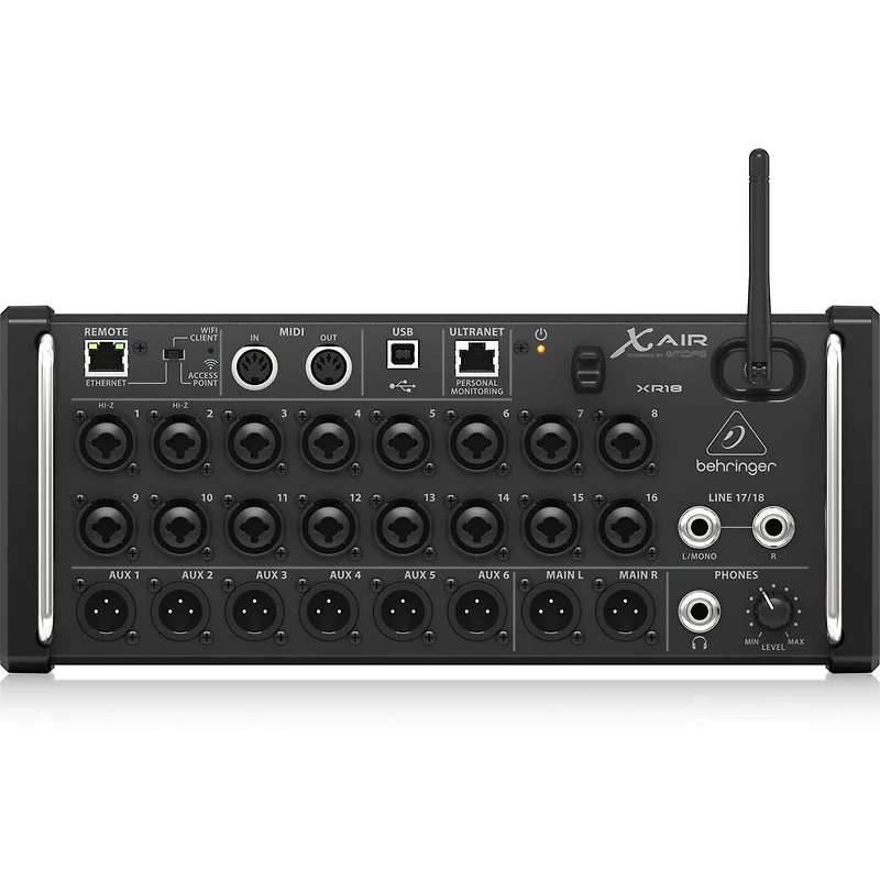 Behringer XAir XR18 18-Channel 12-Bus Wireless Digital Mixer for iPad/Android Tablet, Bundle with TAPH100 Headphones and 4x 25' Xlr Microphone Cable