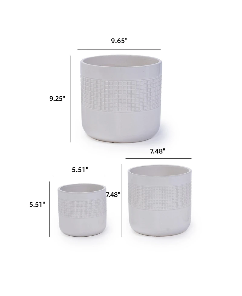 Clihome Handmade Ceramic Planter Set of 3 ,Indoor & Outdoor Flower Pots for Succulents,Breathable Textured Clay