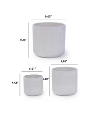 Clihome Handmade Ceramic Planter Set of 3 ,Indoor & Outdoor Flower Pots for Succulents,Breathable Textured Clay